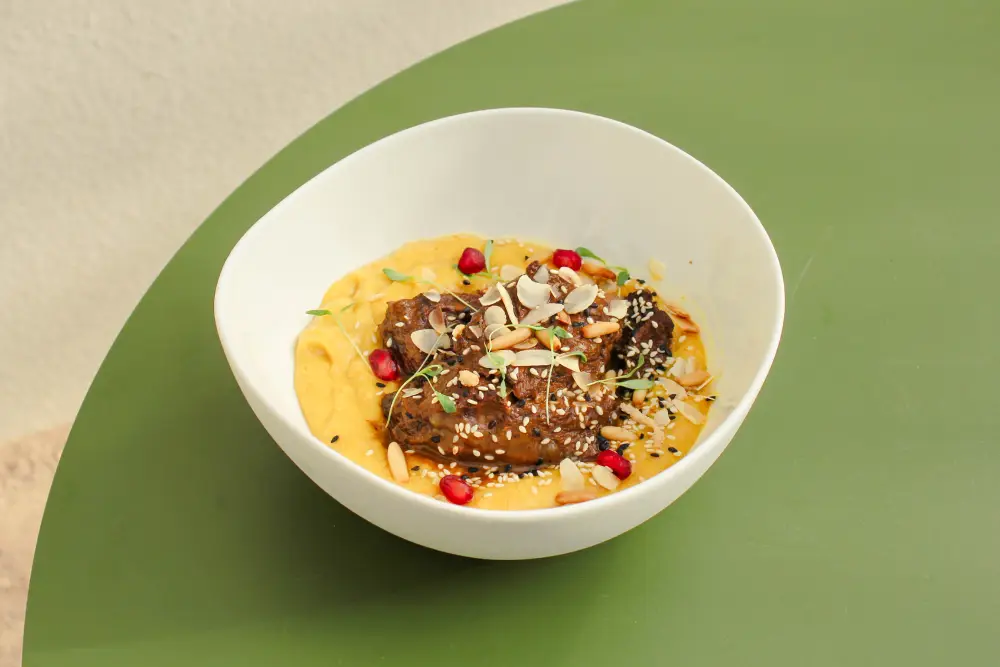 Braised Beef Cheek with Saffron Harees