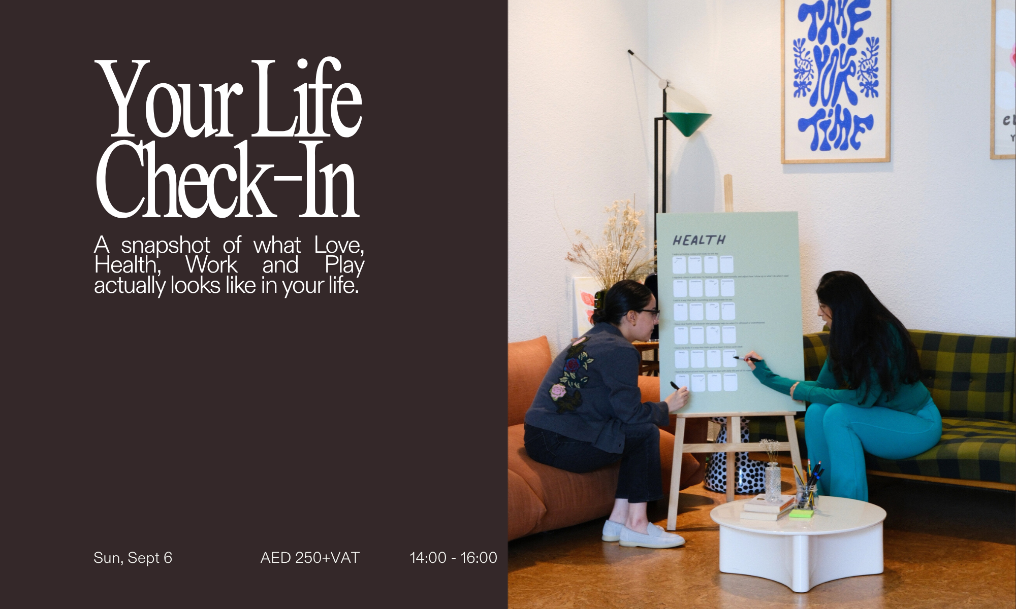 Your Life Check-In: A guided check-in of your balance across Love, Health, Work and Play.
